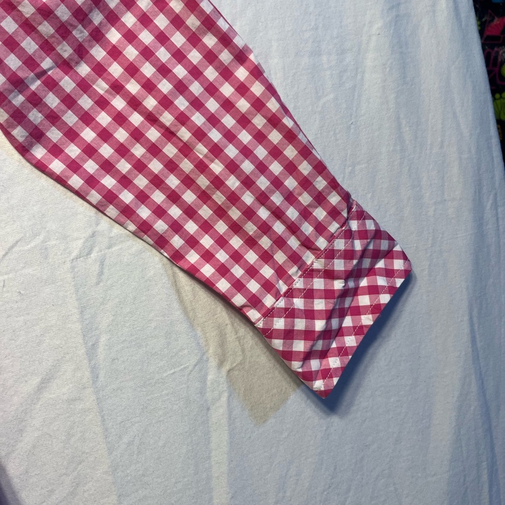 Appleseeds Raspberry hot pink gingham button down blouse 12 - Picture 4 of 8